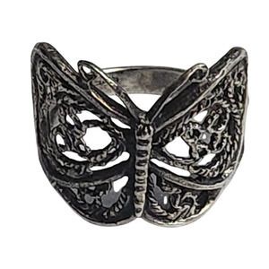 Vtg Sterling Silver Filigree Butterfly Ring Sz 6